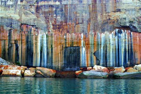 Pictured Rocks National Lakeshore Colors Stock Image - Image of seepage ...