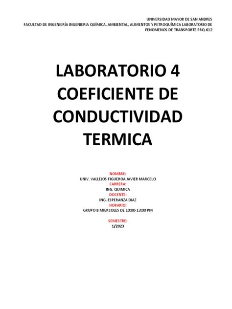 P4 Conductividad Térmica | PDF | Conduccion termica | Conductividad térmica