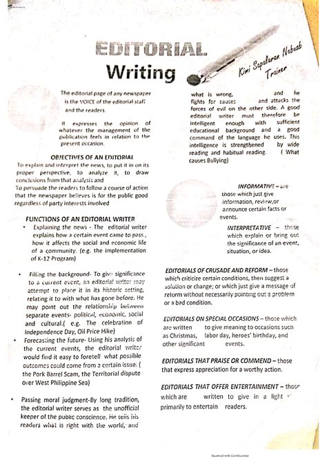 SOLUTION: How to write an editorial piece basic principles of editorial writing - Studypool