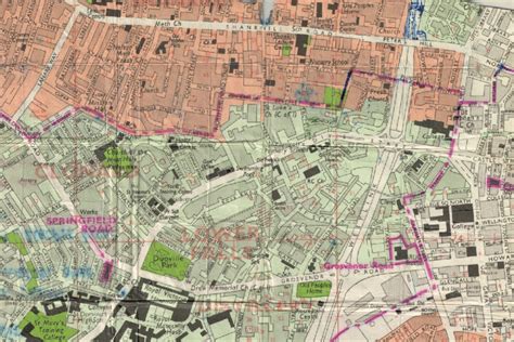 Part of the Belfast religious areas map, first issued in 1971, showing... | Download Scientific ...