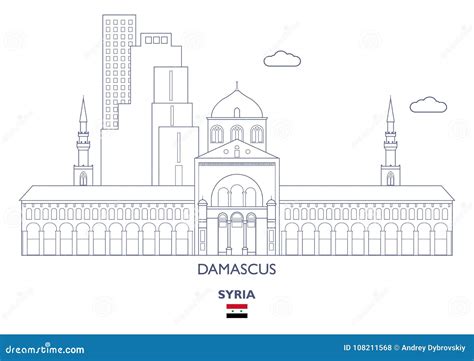 Damascus City Skyline, Syria Stock Vector - Illustration of landmark ...