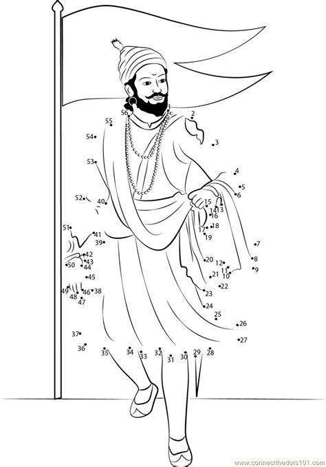 Shivaji Maharaj dot to dot printable worksheet - Connect The Dots