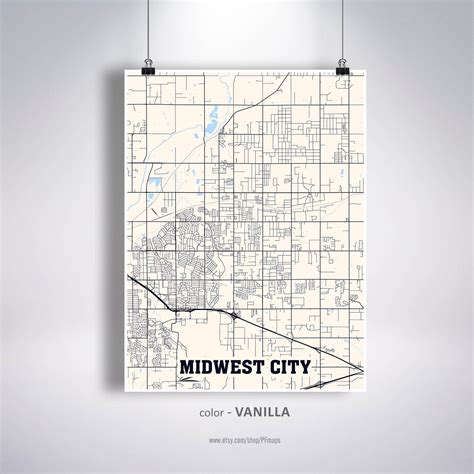 Midwest City Map Print Midwest City Map Oklahoma OK USA Map | Etsy