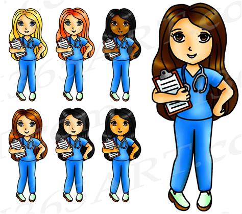 Buy 3 Get 1 Free Nurse Clipart Nurse Clip Art Kawaii Nurse - Etsy Canada