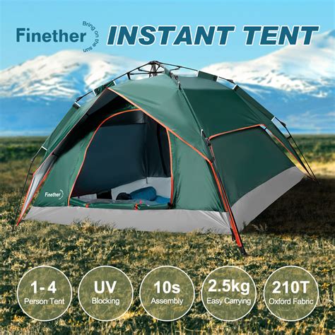 Pop Up Tents for Camping 3-4 Person Automatic Setup - [2 in 1 Design] Double Layer Waterproof ...