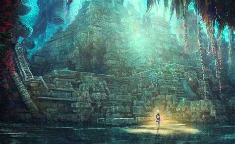 anime underwater temple, semi realistic, straight | Stable Diffusion