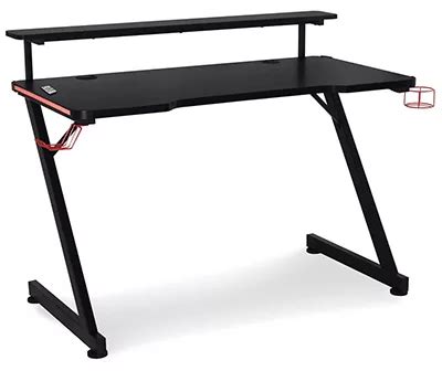 Momentum Furnishings Black LED Gaming Desk with Riser | Big Lots