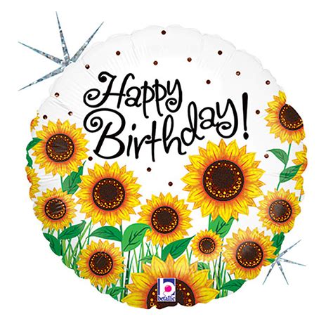 18 in Betallic Sunny Sunflowers Birthday Foil Balloon 86682