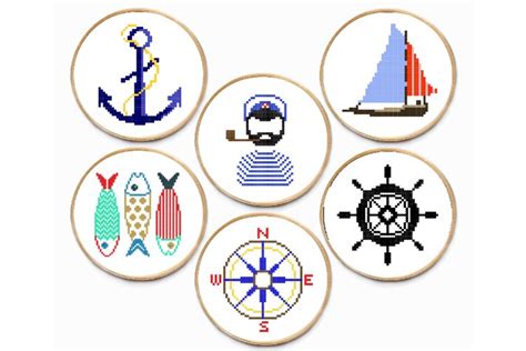 Nautical bundle Cross stitch patterns Digital download Sea