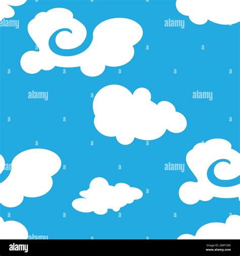 white fluffy clouds over a blue sky clip art. Simple cartoon design ...