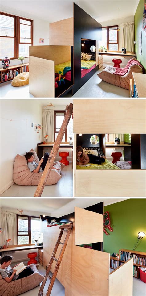 This Custom Bunk Bed Splits The Room In Two To Give Each Child Their Own Space | Custom bunk ...