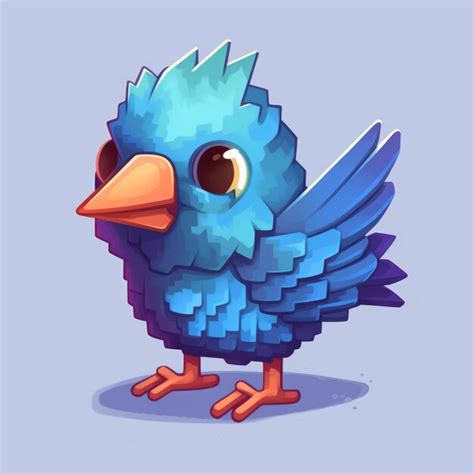 Premium AI Image | Cute Pixel Art Blue Bird Character Inspired By Minecraft