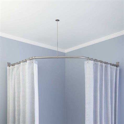 Neo-Angle Shower Rod and Ceiling Support | Shower curtain rods, Shower ...