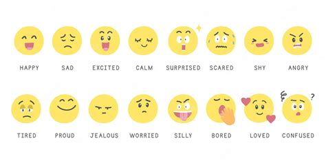 Ensemble Vectoriel D'émotions Faciales. émoticônes Ou Clipart De Sentiments. Ensemble D'emoji De ...