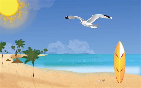 9 Beach Vector Art Images - Summer Beach Clip Art, Beach Sand Illustration and Tropical Beach ...