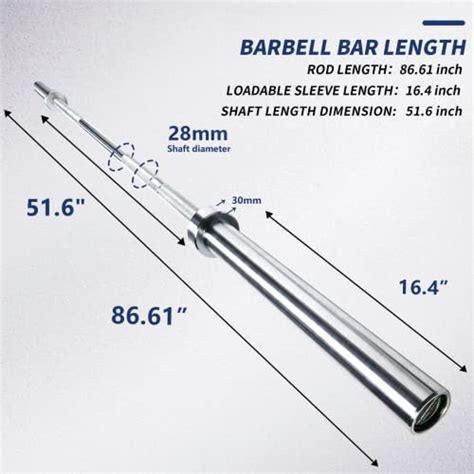 E.T.ENERGIC 45LB Olympic Barbell 7 Foot Bar with Hard Chrome Sleeves ...