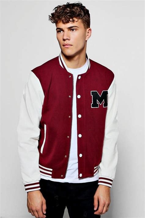 boohoo Wine Wool Look Varsity Bomber Jacket #men #fashion #male #style ...