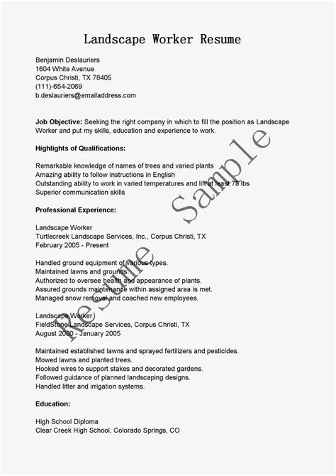 Resume Samples: Landscape Worker Resume Sample