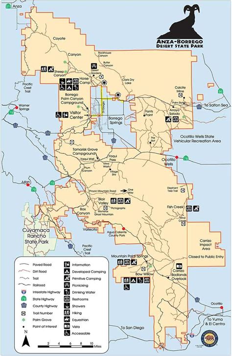 Anza-Borrego Desert State Park Maps and weather - DesertUSA Socal Road ...