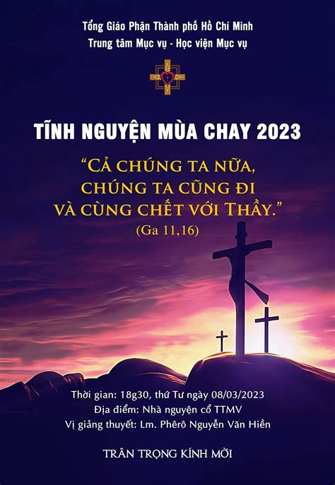 Tĩnh nguyện Mùa Chay 2023 vào lúc 18g30 ngày 8-3-2023 tại Trung tâm Mục ...