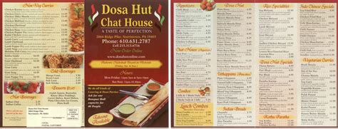 Dosa Hut and Chat House Menu - Berks Mont Menus