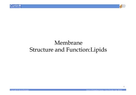 Membrane Structure and Function - Lipids - 1 Membrane Structure and ...