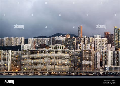 apartment building at night Stock Photo - Alamy