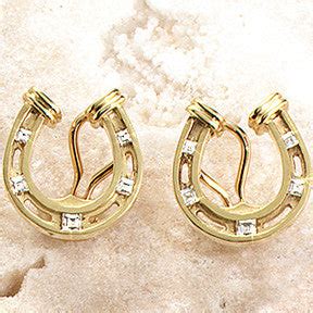 Diamond Horseshoe Earrings, 18k Gold | Ashley's Equestrian Jewelry