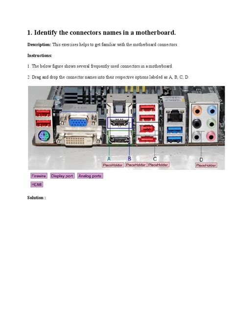 Identify The Connectors Names in A Motherboard. | PDF