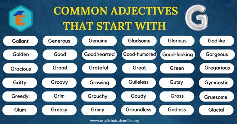 510+ Adjectives that Start with G | A Big List with Meanings and Examples - English Study Online