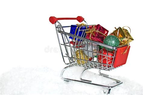 Christmas shopping cart stock image. Image of ball, blue - 22701871