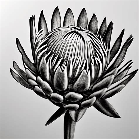 Protea Flower Pencil Drawing · Creative Fabrica