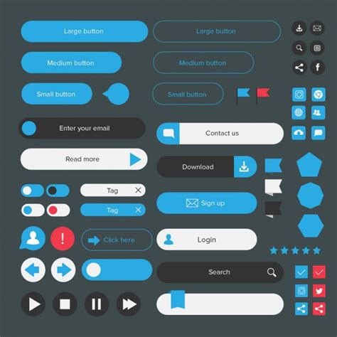 Vector Buttons & Icons Web UI Kit – Mels Brushes