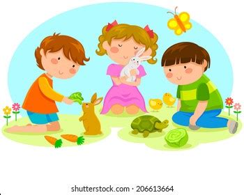 Kids Playing Animals Stock Illustration 208872556 | Shutterstock