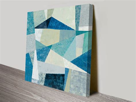 Indigo Geometric Soft Wall Canvas Print Online Australia