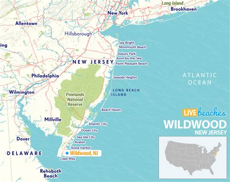 Map of Wildwood, New Jersey - Live Beaches