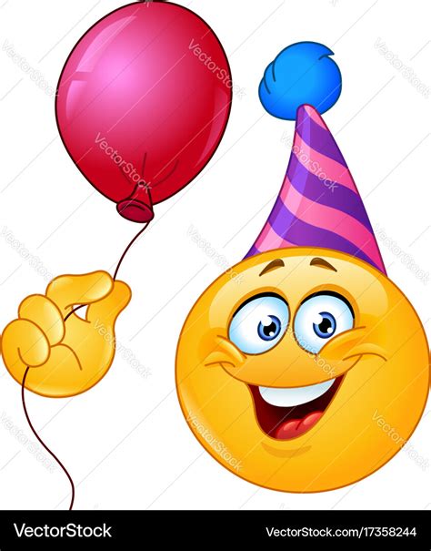 Birthday emoticon with balloon Royalty Free Vector Image