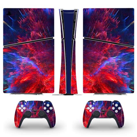 Neon Red And Blue Explosion Skin Sticker Decal For PS5 Slim ...