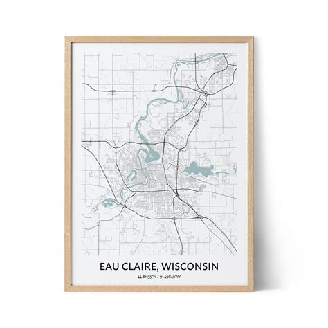 Eau Claire Map Poster - Your City Map Art - Positive Prints