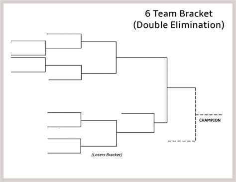 6 Team Double Elimination Bracket in printable PDF - Printerfriend.ly