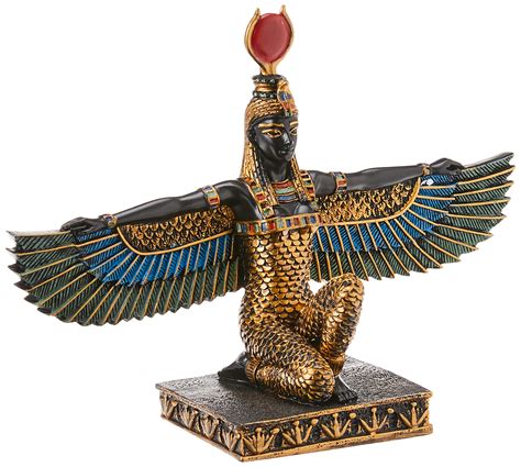 The statue of the goddess Bastet, led by the goddess Isis, with the ...