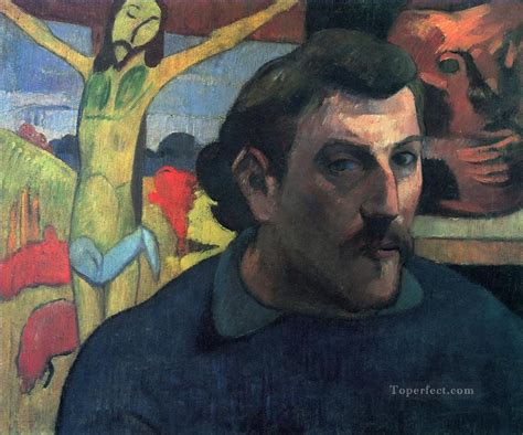 Self Portrait with Yellow Christ Post Impressionism Primitivism Paul Gauguin Painting in Oil for ...