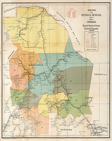 Map of Chihuahua Mexico 1908. Vintage home Deco Style old | Etsy