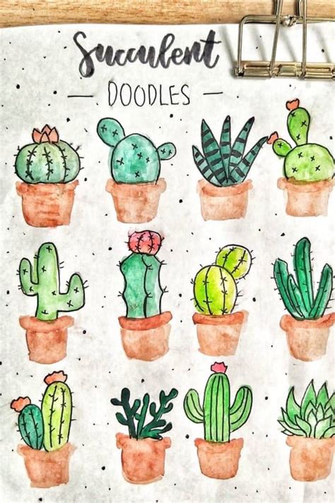 25 Best Succulent & Cactus Doodle Ideas For Bujo Addicts - Crazy Laura | Succulent doodle ...