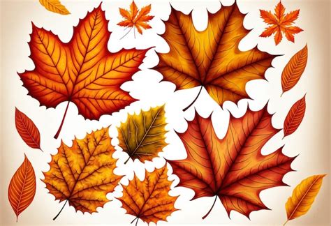 Premium Photo | Autumn maple leaves digital illustration painting