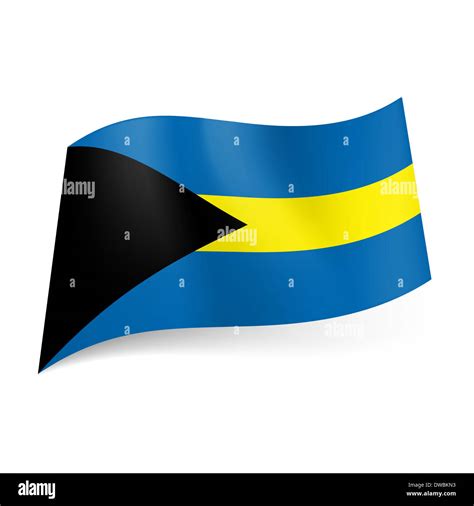 National flag of Bahamas: blue and yellow horizontal stripes with black ...