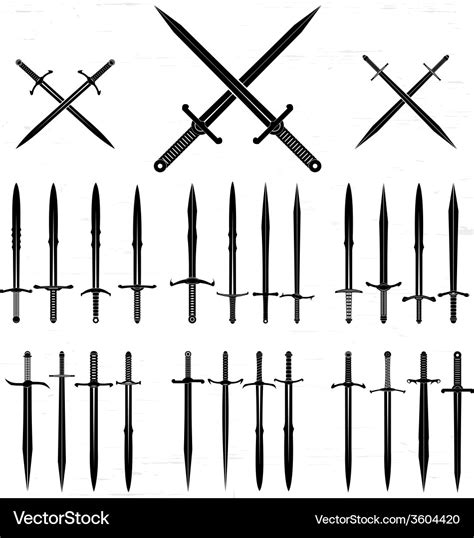 Sword silhouette set Royalty Free Vector Image