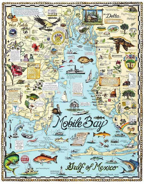 Explore Mobile Bay! - Custom Map Art by Melissa Smith - Fairhope Alabama Artist | Sweet Home ...