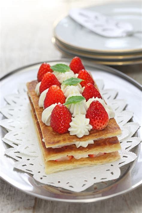 Strawberry Mille Feuille, French Pastry Stock Photo - Image of close, whipped: 69524832