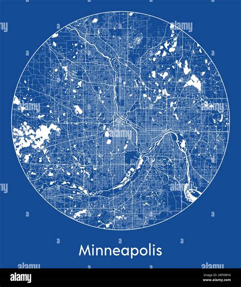 City Map Minneapolis United States North America blue print round Circle vector illustration ...